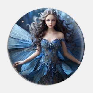 Enchanting Fairy with Blue Eyes and Flowing Dress Pin