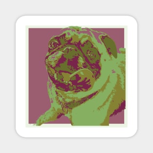 Pink and Green Pop Art Smiling Pug Magnet