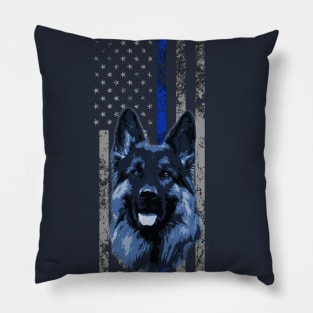 Thin Blue Line Flag K9 Police Dog Pillow