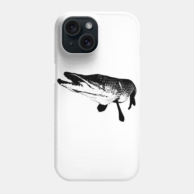 Pike black design Phone Case by BassFishin