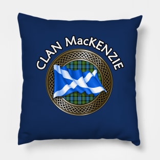 Clan MacKenzie Crest & Tartan Knot Pillow