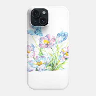 Blue flowered saffron crocus Phone Case