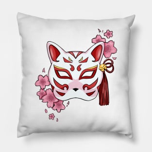 Cherry Blossom Fox Mask - A Playful and Elegant Design Pillow