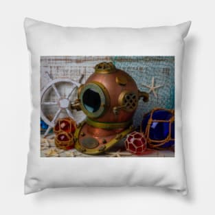 Diving Helmet And Glass Floats Pillow