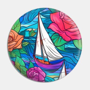 Sailing boats pattern Pin