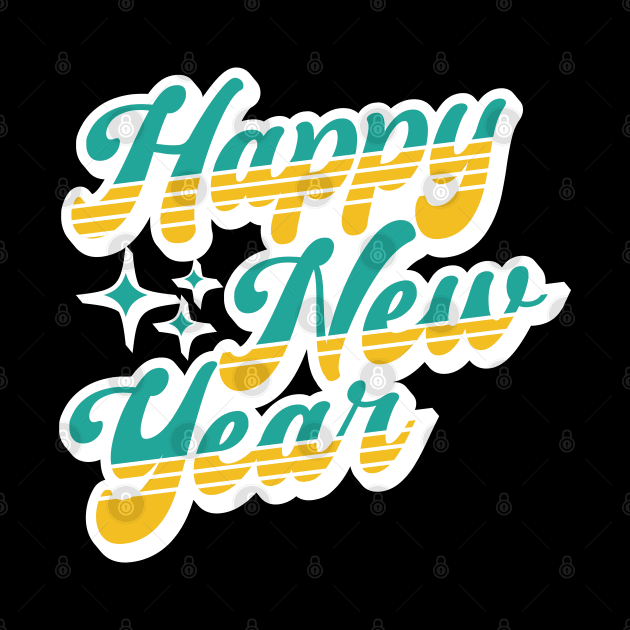 Happy New Year Retro Design by Mandegraph