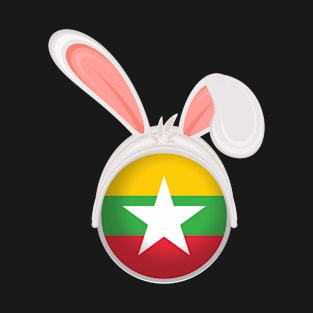 happy easter Myanmar bunny ears flag cute designs T-Shirt