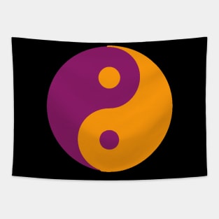 Yin Yang in purple and orange Tapestry