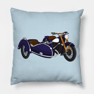 Sidecar purple motorcycle illustration Pillow