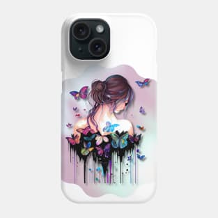 Girl with Butterflies 5 Phone Case