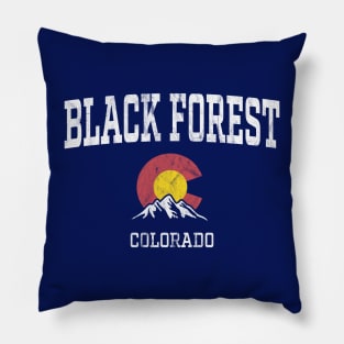 Black Forest Colorado CO Vintage Athletic Mountains Pillow