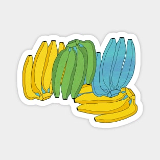 Bananas - yellow, green, blue Magnet