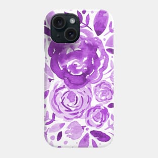 Watercolor roses bouquet - ultra violet Phone Case