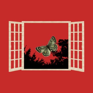 Butterfly Window Frame, Art Image Butterfly T-Shirt