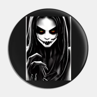 GREEN AND RED  EYED SPOOKY HALLOWEEN VAMPIRESS Pin