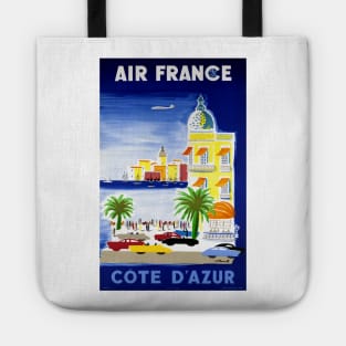 Vintage Travel Poster Air France Cote d'Azur Tote