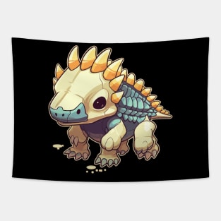 Spooky Scary Chibi Triceratops Isometric Dinosaur Skeleton Tapestry