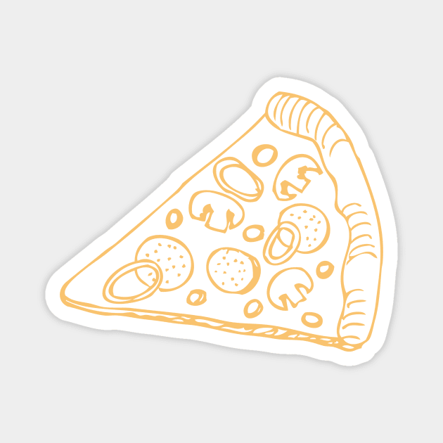 Mushroom Pepperoni Pizza Outline Magnet by InkyArt