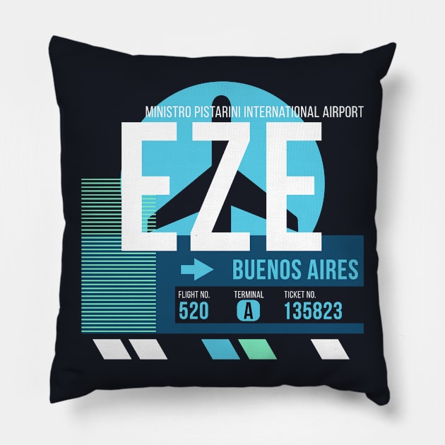 Buenos Aires (EZE) Airport Code Baggage Tag Pillow by SLAG_Creative