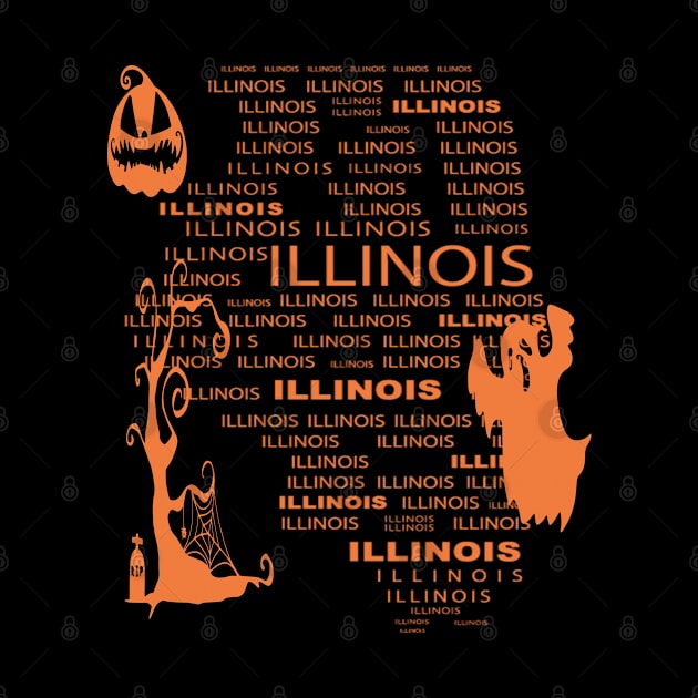 Illinois Patriotic US State Halloween Ghost Pumpkin by familycuteycom
