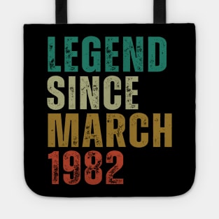 Legend Since March 1982 Awesome Retro Vintage Birthday Years Old Gift Tote