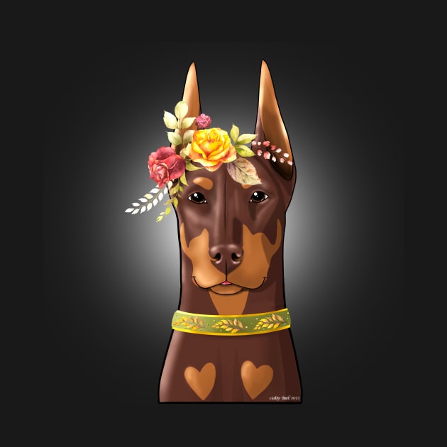 Red Doberman Autumn Goddess by FLCupcake