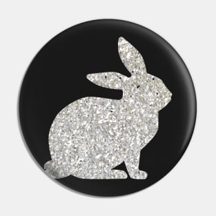 Silver Faux Glitter Easter Bunny Pin