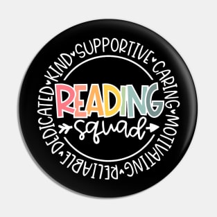 Reading Squad Teacher Reader Librarian Interventionist Team Pin