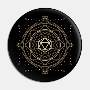 Polyhedral D20 Dice Sacred Symbol Tabletop RPG Pin