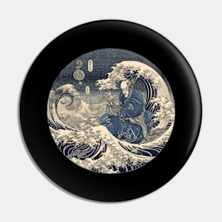 Great wave warrior fighting Pin