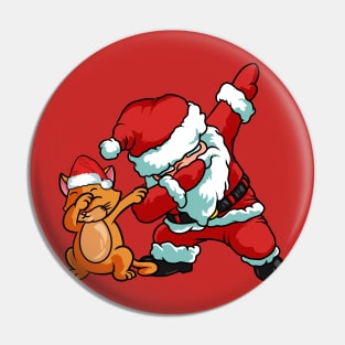 Funny Santa Claus and Dabbing Cat Pin