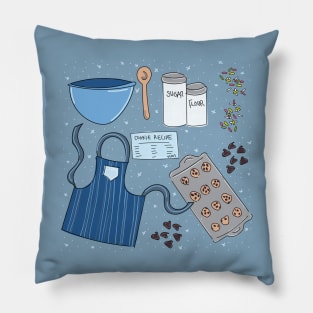 Holiday Baking, Winter theme cute baking cookies scene. Pillow