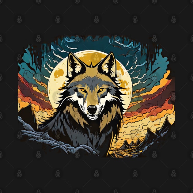 Full Moon Night with a Howling Wolf Vector by diegotorres