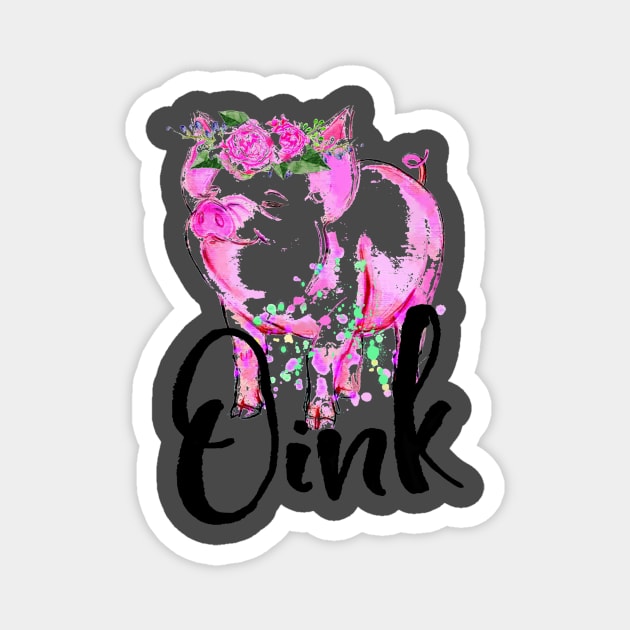 Pig Pink Flower Design. Magnet by tonydale