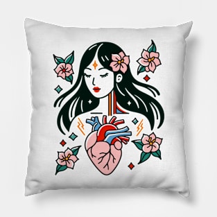 Woman Blossom Heart Pillow