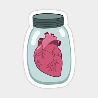 Jar with anatomical hearts. Vector flat illustration. Valentine's day drawing Magnet