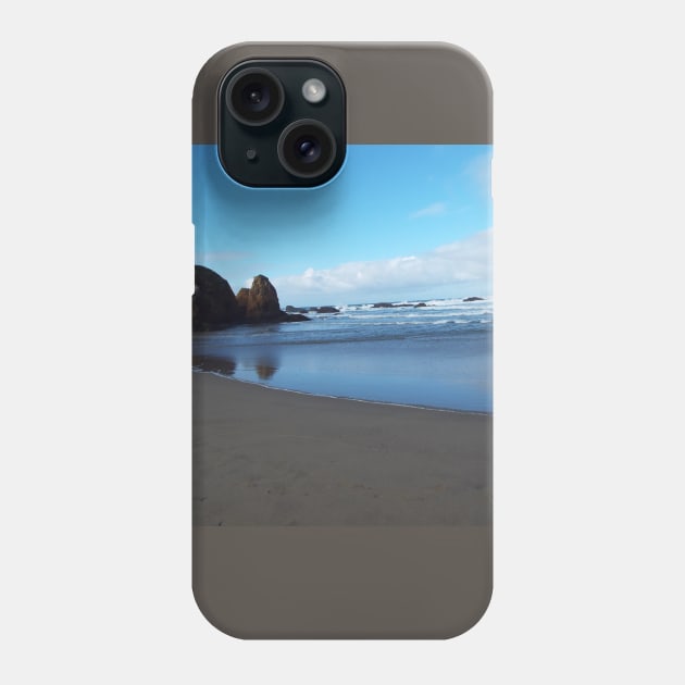 Serene Beach Reflection Phone Case by HutzcraftDesigns