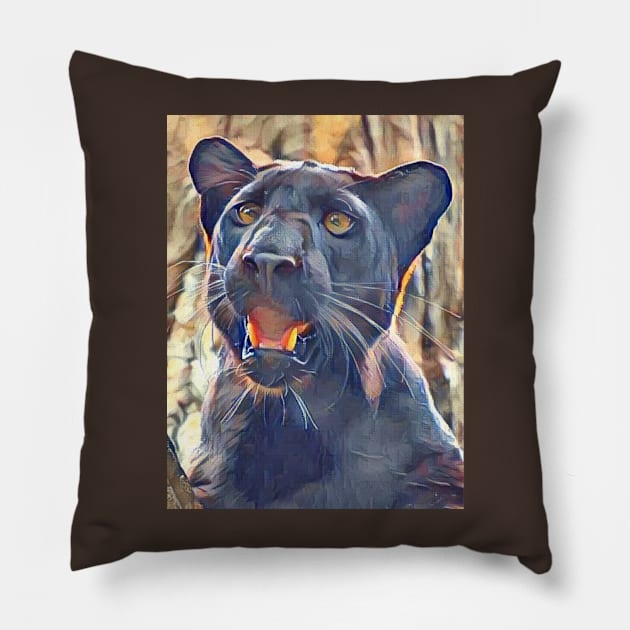 Black Leopard Pillow by Sharonzoolady