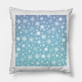 White Snowflakes Blue Design Pillow