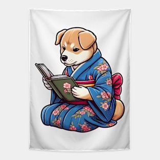 Reading puppy Tapestry