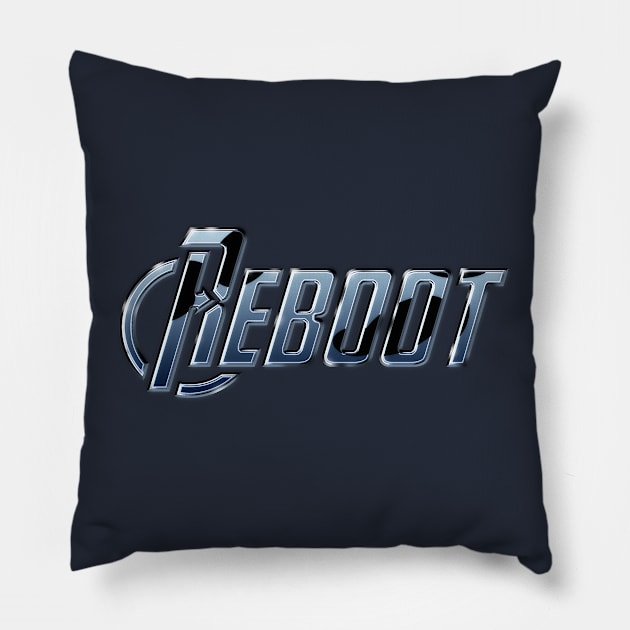 Reboot Logo (Chrome/Blue) Pillow by reboot-games