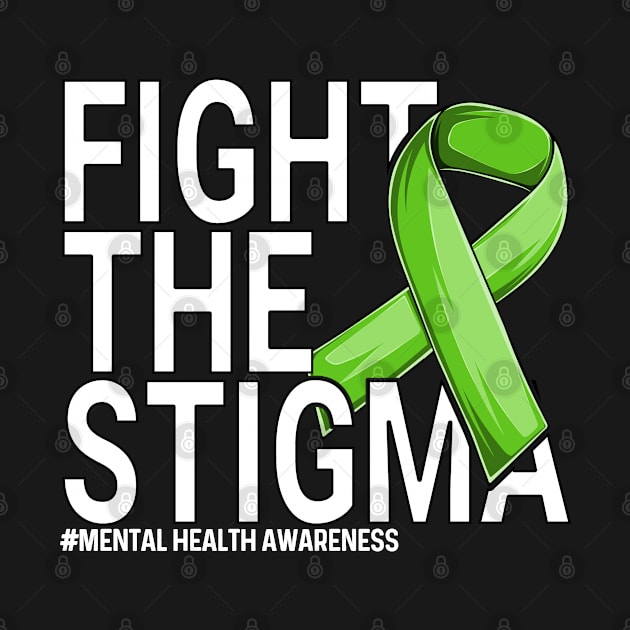 fight the stigma green ribbon In May We Wear Green Mental Health Awareness by OldyArt