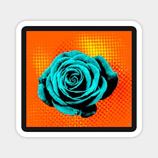 Rose pop art blue, orange, yellow Magnet