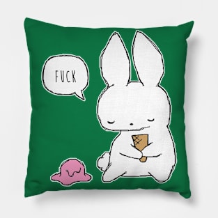 Ice Cream Failed Bunny with Green Background Pillow