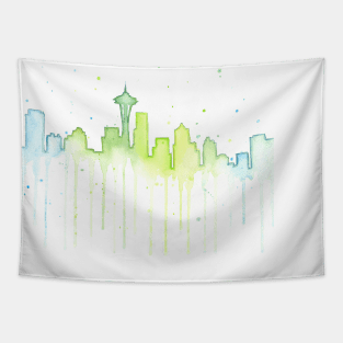 Seattle Skyline Watercolor Tapestry