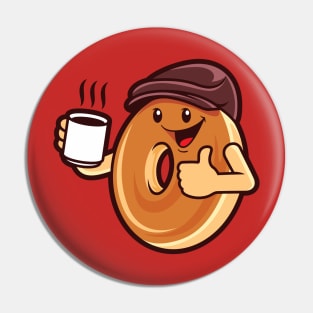 Bagel Boy Drinking Coffee Pin