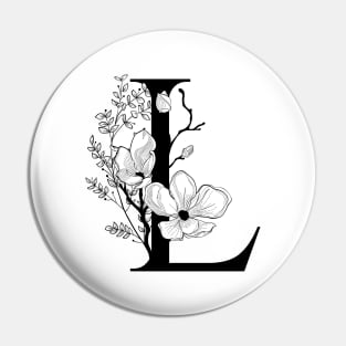 Letter L Monogram - Floral Initial Pin