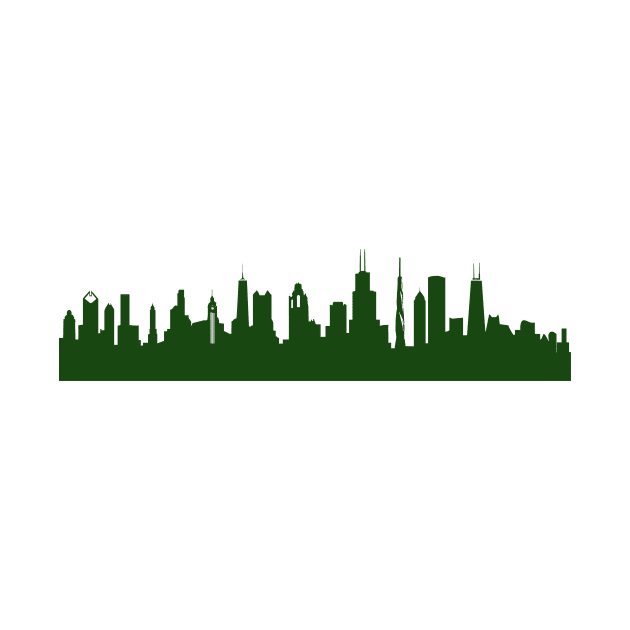 CHICAGO skyline in forest green by 44spaces