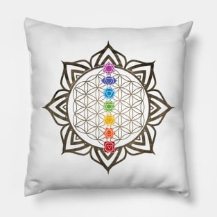 Flower of Life Chakra Healing Mandala Pillow