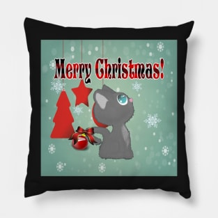 Merry Christmas Custom Gifts, Cat Lover Christmas Shirt MERRY CHRISTMAS Cute Kitty Gift Pillow